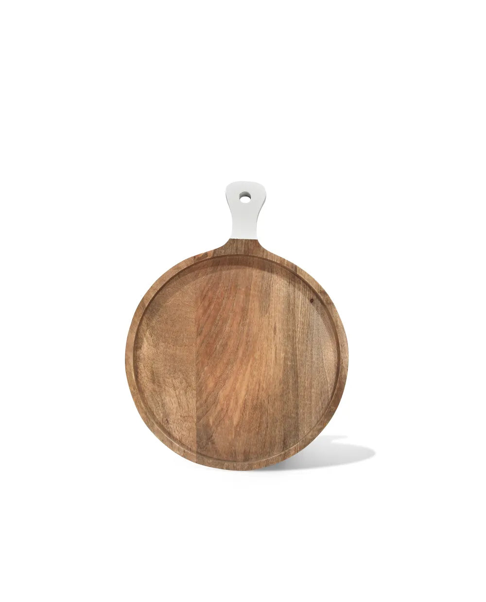 Montes Doggett - Acacia Round Cutting Board with White Handle