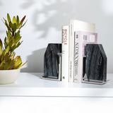 Anna New York - Fim Geo Bookends, Grey Marble & Silver, Set of 2