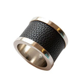 Von Gern Home - Zinc & Leather Napkin Rings Black, Set of 4