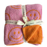 Local Beach - Smiley Luxe Home Blanket - Bubble Gum/Orange