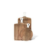 Montes Doggett - Acacia Round Cutting Board with White Handle - Large