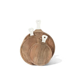 Montes Doggett - Acacia Round Cutting Board with White Handle - Large