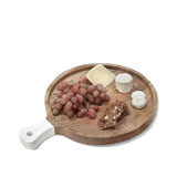 Montes Doggett - Acacia Round Cutting Board with White Handle - Large