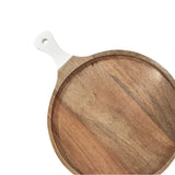 Montes Doggett - Acacia Round Cutting Board with White Handle - Large