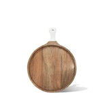 Montes Doggett - Acacia Round Cutting Board with White Handle - Large