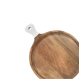 Montes Doggett - Acacia Round Cutting Board with White Handle - Medium