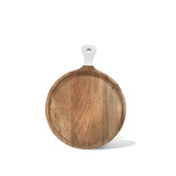 Montes Doggett - Acacia Round Cutting Board with White Handle - Medium