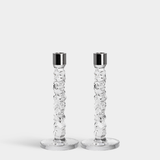 Orrefors - Carat Candlestick Silver Medium - Set of 2