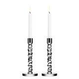 Orrefors - Carat Candlestick Silver Medium - Set of 2