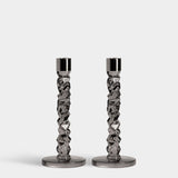 Orrefors - Carat Candlestick Graphite - Set of 2