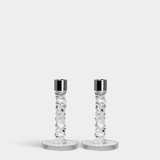 Orrefors - Carat Candlestick Silver Small - Set of 2