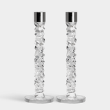 Orrefors - Carat Candlestick Silver Large - Set of 2