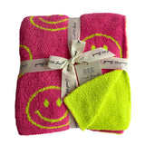 Local Beach - Smiley Luxe Home Blanket - Neon Pink/Blue