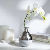Anna New York - Coluna Dual Bud Vase, Marble & Silver
