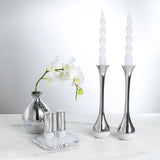 Anna New York - Coluna Dual Candleholders Marble & Silver, Set of 2