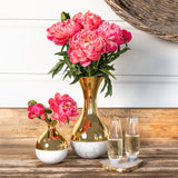 Anna New York - Coluna Dual Vase, Marble & Gold