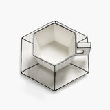 Annebet Philips - Cappuccino cup with saucer white - black Carte Blanche Set of 2