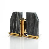 Anna New York - Fim Geo Bookends, Grey Marble & Gold, Set of 2