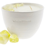 Love & Stones - Abundance - Citrine Crystal Infused Scented Medium White Ceramic Candle