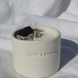Love & Stones - Let Go - Sage And Black Tourmaline Crystal Infused Scented Tiny White Ceramic Candle