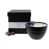 Love & Stones - Protection - Amethyst Crystal Infused Scented Medium Black Ceramic Candle