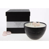 Love & Stones - Have A Heart - Heart Shaped Rose Quartz Crystal Infused Scented Medium Black Ceramic Candle