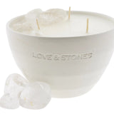 Love & Stones - Power - Crystal Quartz Infused Scented Medium White Ceramic Candle