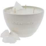 Love & Stones - Raw Energy - Crystal Quartz Infused Scented Medium White Ceramic Candle
