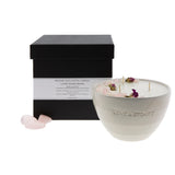 Love & Stones - Love - Roses & Rose Quartz Crystal Infused Scented Medium White Ceramic Candle