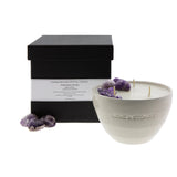 Love & Stones -   Protection - Amethyst Crystal Infused Scented Medium White Ceramic Candle