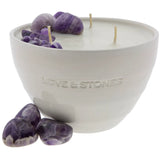 Love & Stones -   Protection - Amethyst Crystal Infused Scented Medium White Ceramic Candle