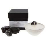 Love & Stones - Heal - White Tourmaline Crystal Infused Mini Black Ceramic Candle