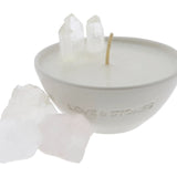 Love & Stones - Energy - Raw Crystal Pointer Crystal Infused Mini White Ceramic Candle