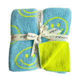 Local Beach - Smiley Luxe Home Blanket - Neon Citron/Blue