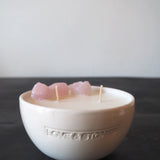 Love & Stones - Raw Dream - Rose Quartz Infused Scented Petit White Ceramic Candle