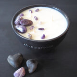 Love & Stones - Protection - Amethyst Crystal Infused Scented Medium Black Ceramic Candle