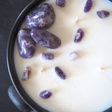 Love & Stones - Protection - Amethyst Crystal Infused Scented Medium Black Ceramic Candle
