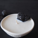 Love & Stones - Heal - White Tourmaline Crystal Infused Mini Black Ceramic Candle