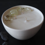 Love & Stones - Abundance - Citrine Crystal Infused Scented Medium White Ceramic Candle