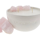 Love & Stones - Raw Dream - Rose Quartz Infused Scented Petit White Ceramic Candle