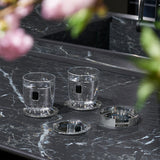 Anna New York - Striations Coasters in Holder, Silver, Set of 4