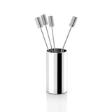 Anna New York - Striations Cocktail Picks in Holder, Silver, Set of 4