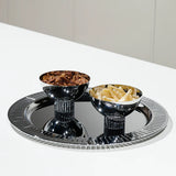 Anna New York - Striations Serving Tray Round, Silver