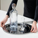 Anna New York - Striations Serving Tray Round, Silver