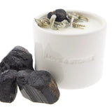 Love & Stones - Let Go - Sage And Black Tourmaline Crystal Infused Scented Tiny White Ceramic Candle