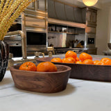 The Wooden Palate - Large Hand Carved Oval Bowl in Walnut. 11 x 22"
